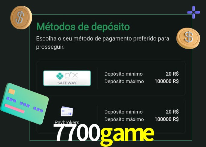 O cassino 7700game oferece uma grande variedade de métodos de pagamento